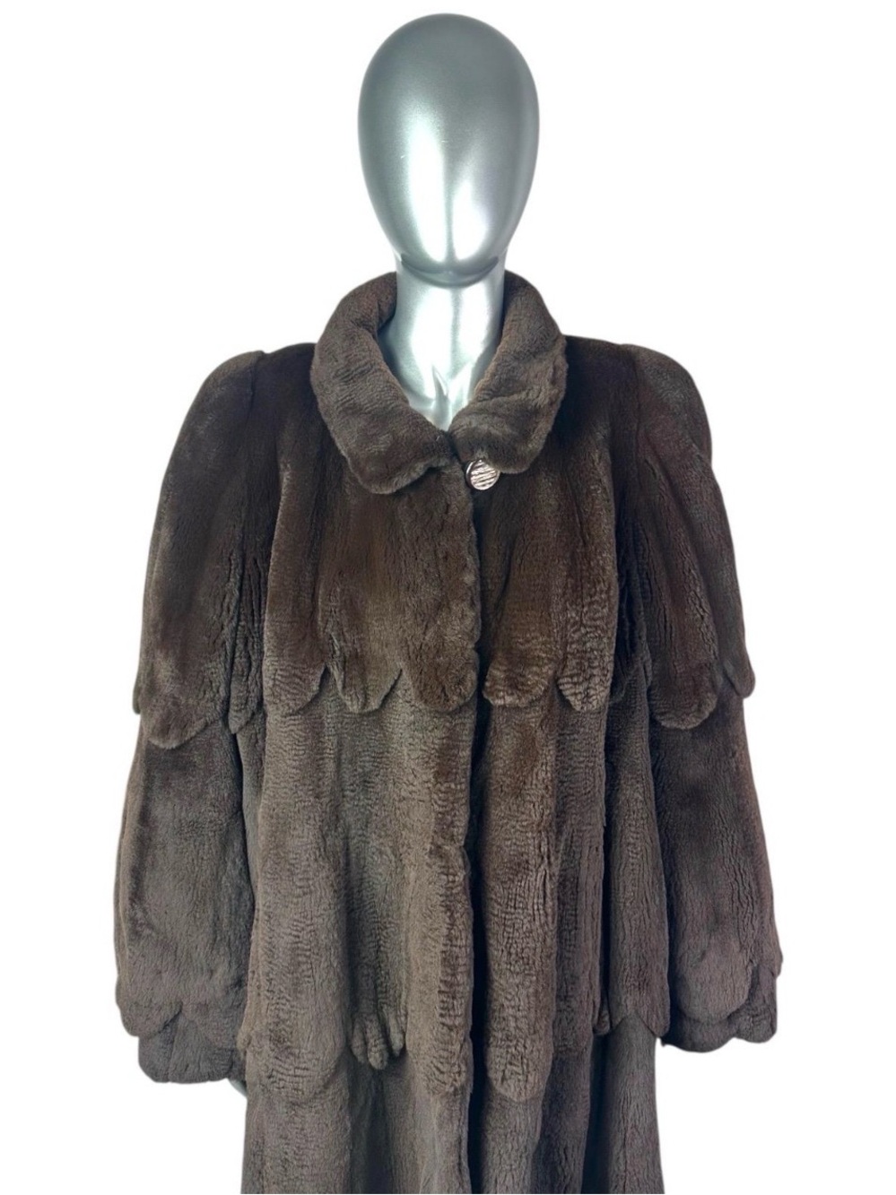 Brown SHEARED MINK 3 Tier Stroller, Plus Size 3XL, Certified Vintage Fur w/Bag